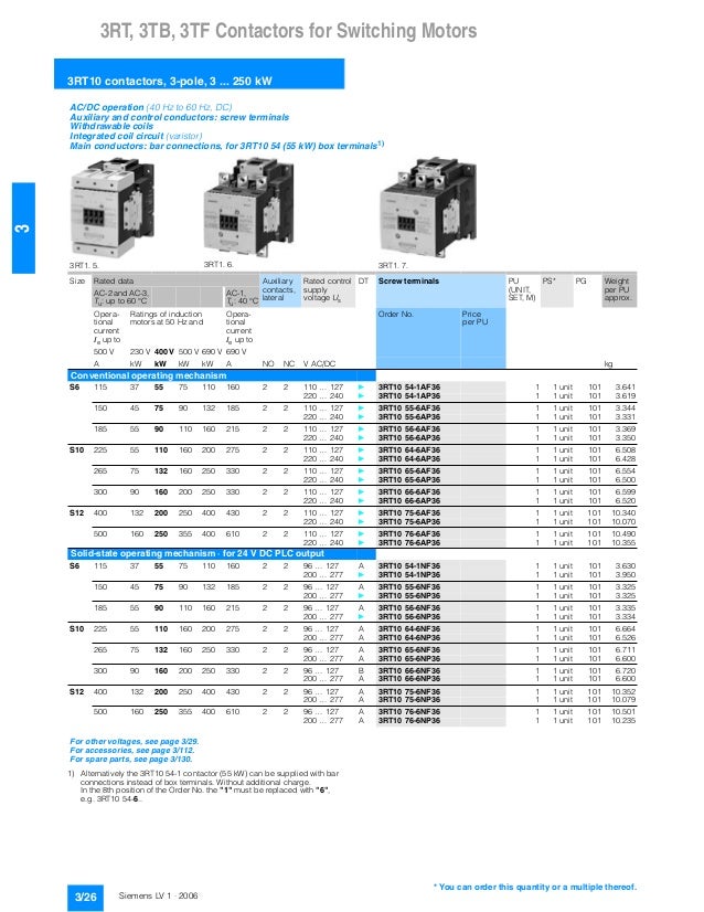 SIEMENS 3RT CONTACTOR CATALOGUE PDF